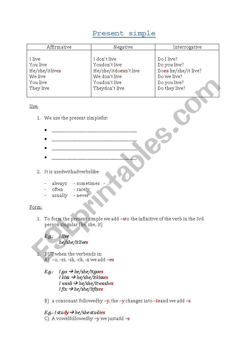 Present Simple bundle  worksheet