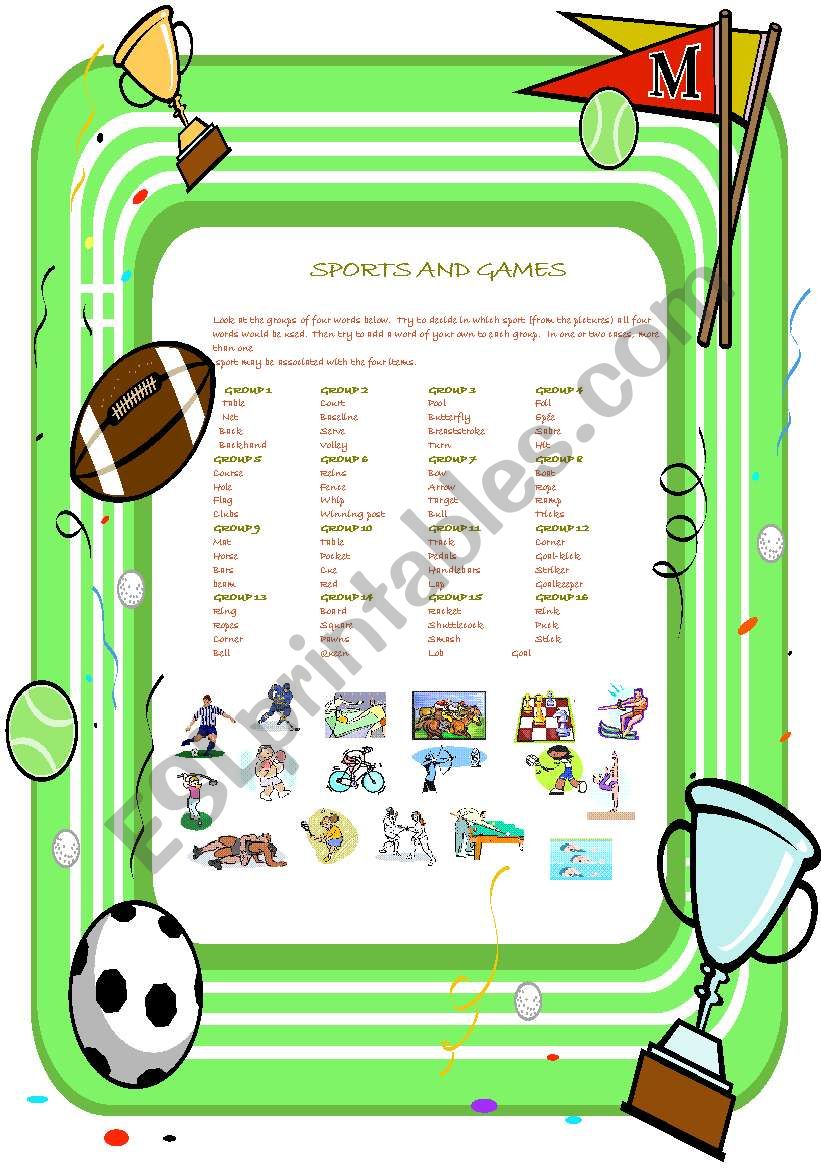 Vocabulary:  SPORTS 1 worksheet