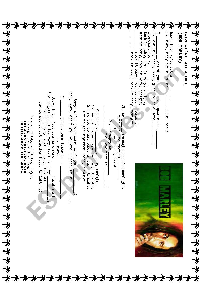 song Bob Marley worksheet