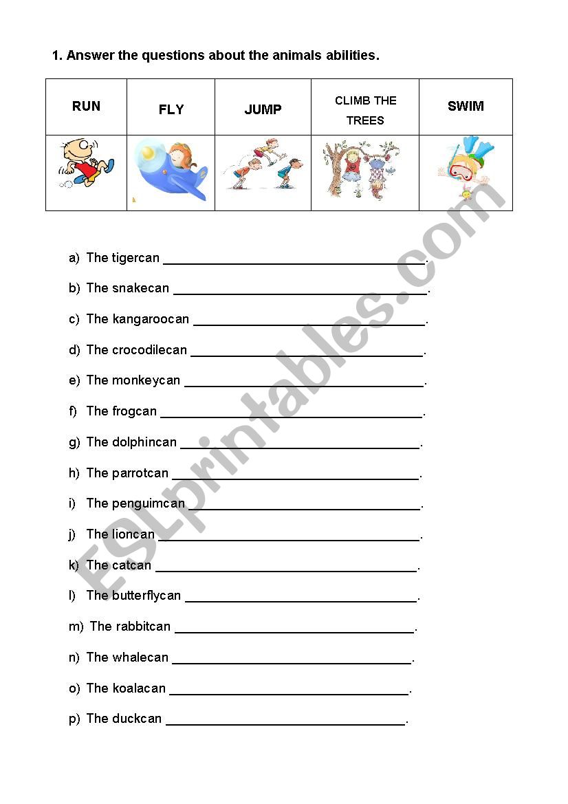 Animals Abilities worksheet