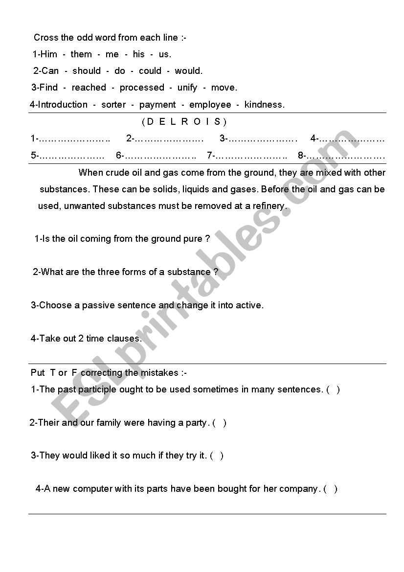 a test worksheet