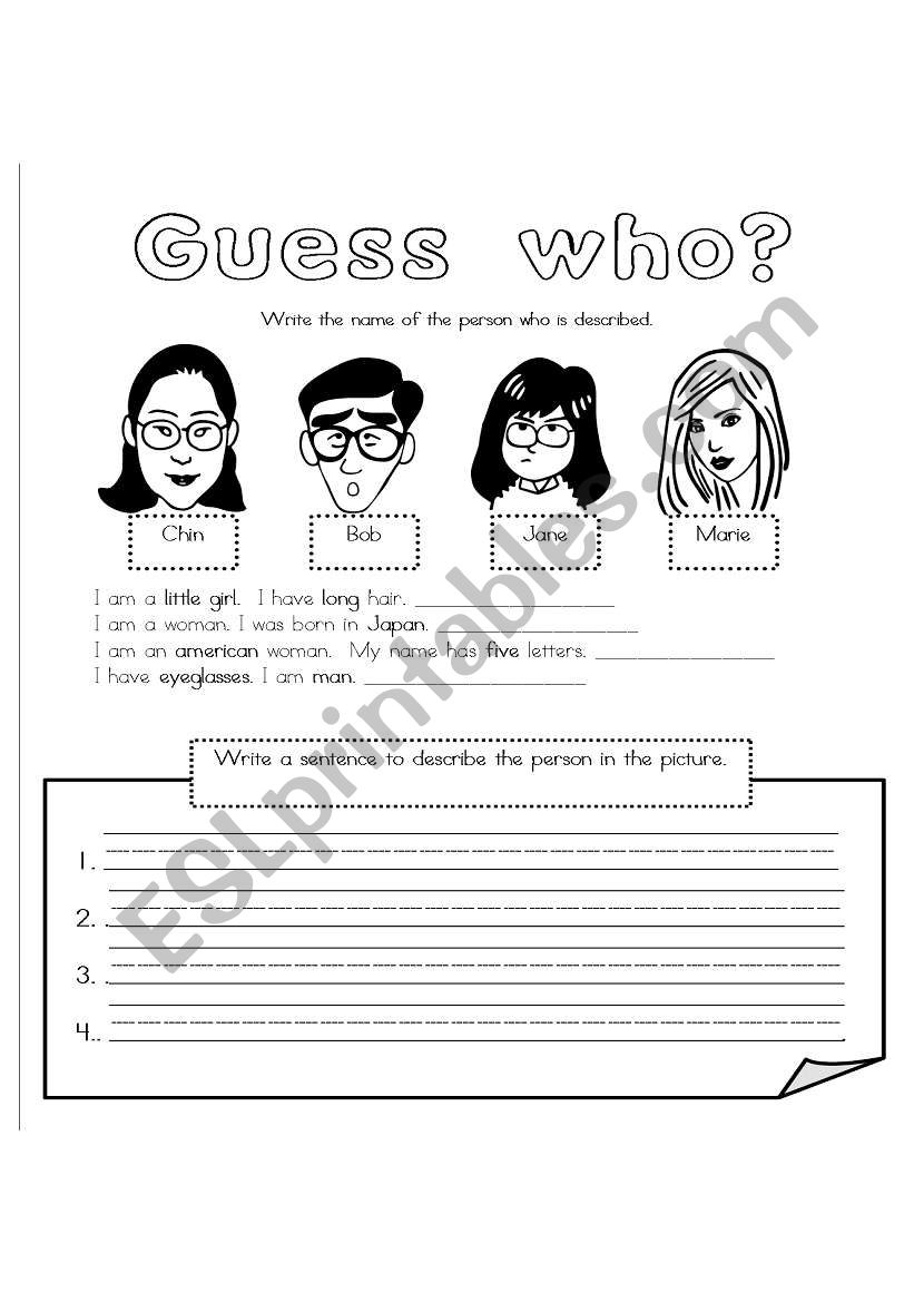 Guess who? worksheet