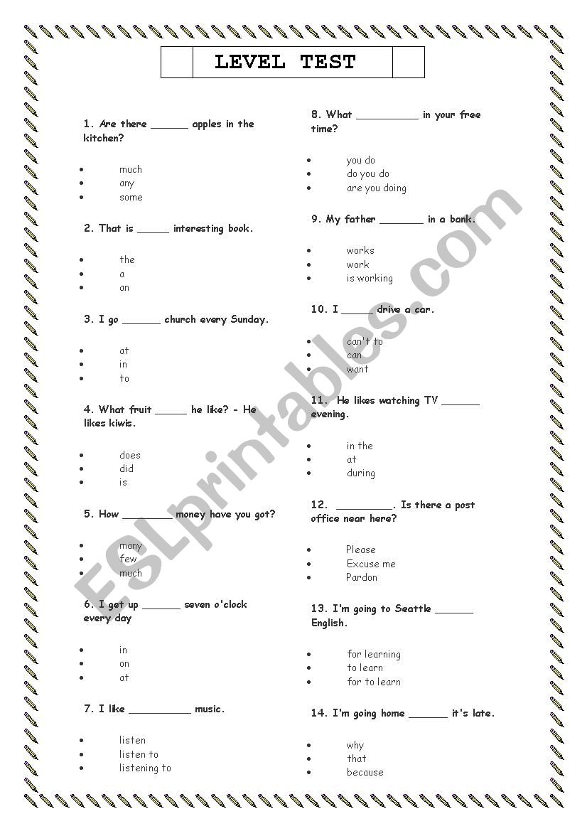 level TEST  for false BEGINNERS