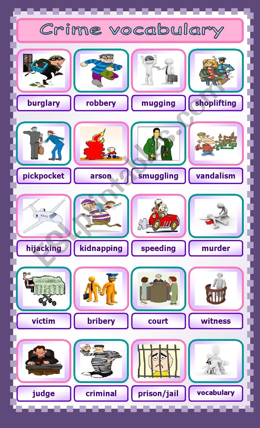 Crime vocabulary worksheet