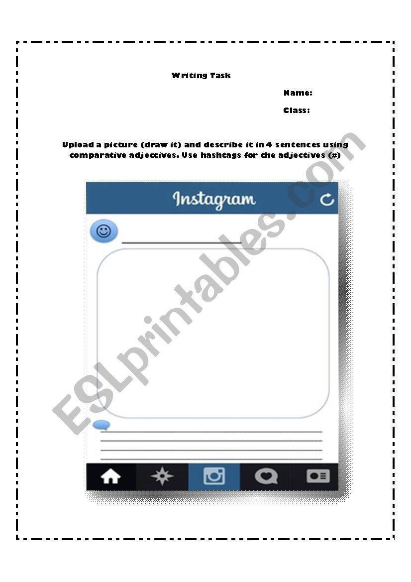 WRITING TASK; INSTAGRAM Describing a picture using comparative adjectives