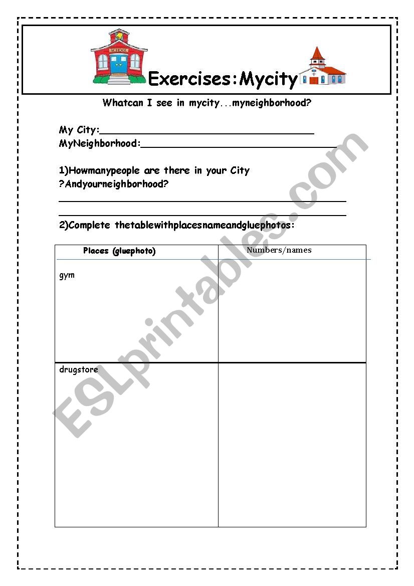 My city worksheet