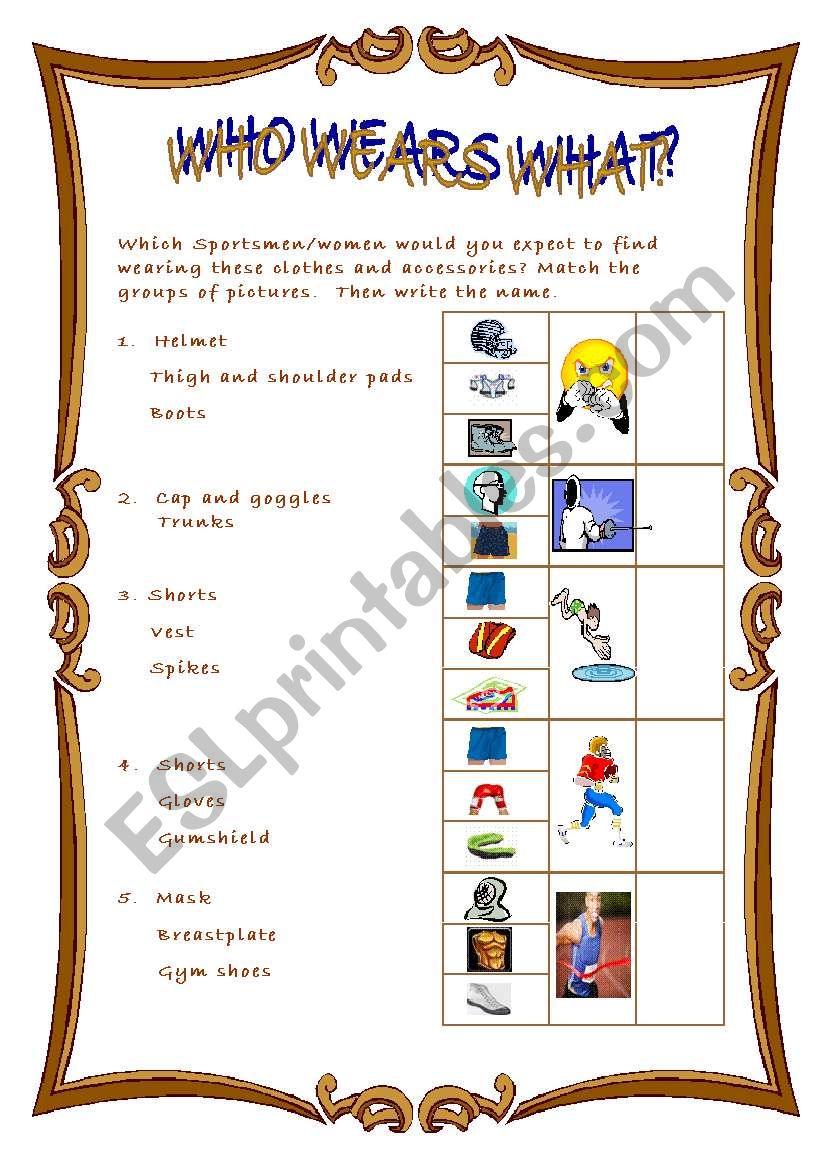 Vocabulary:Sports 2 worksheet