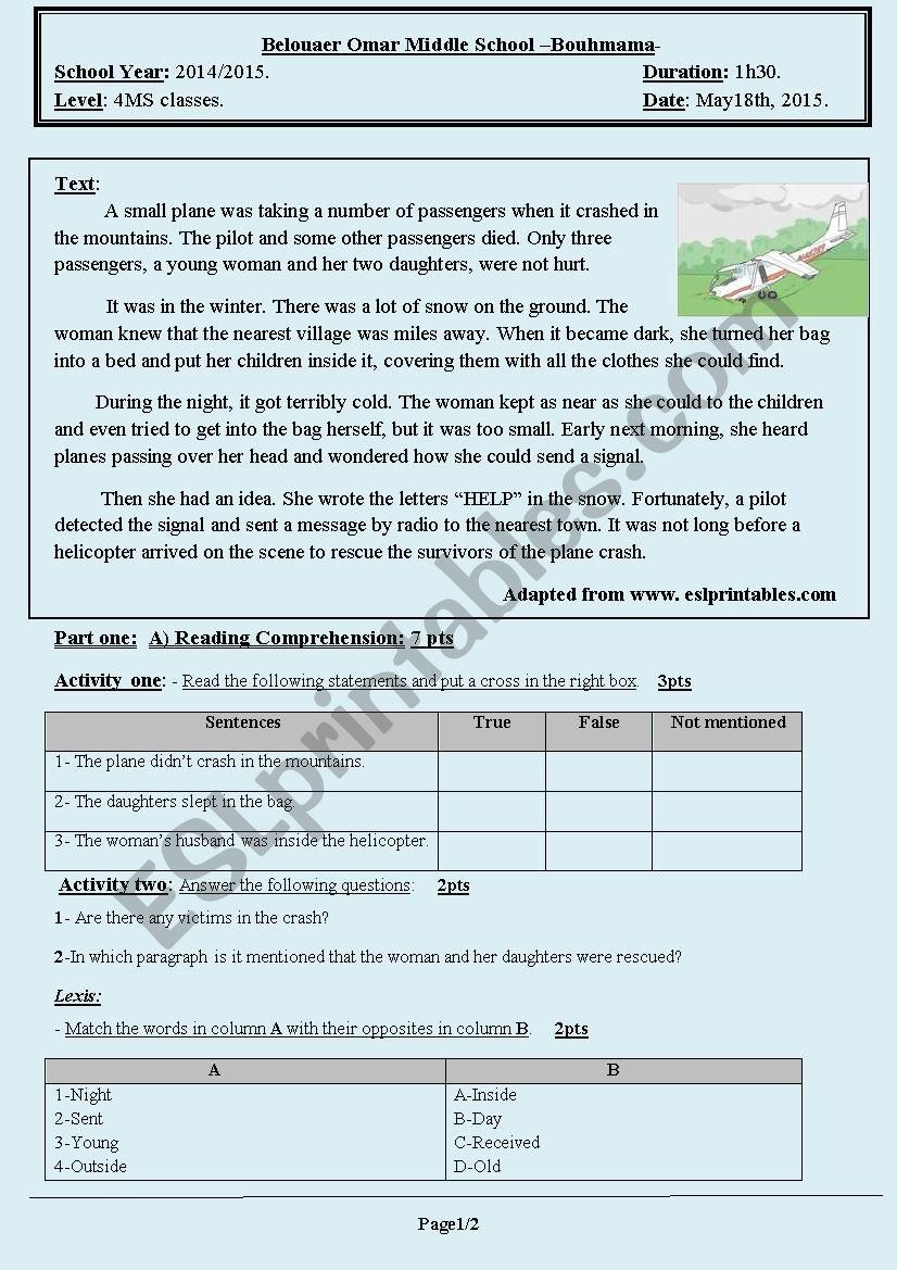 4MS third exam. worksheet