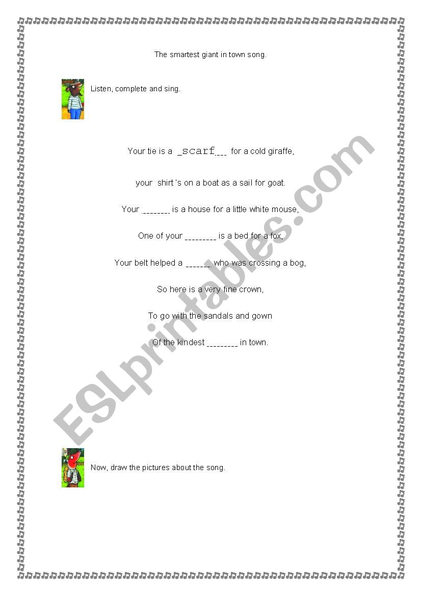 The smartest giant song worksheet