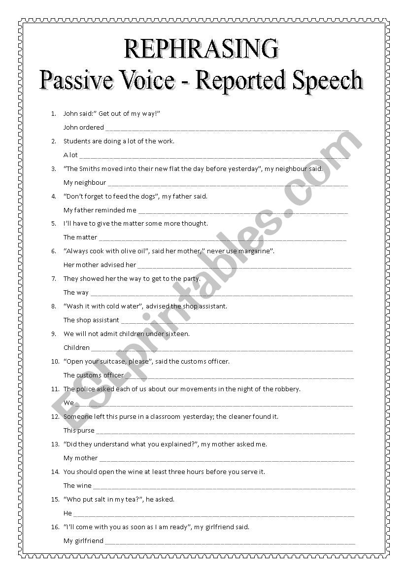 rephrasing reported speech 2 bachillerato pdf