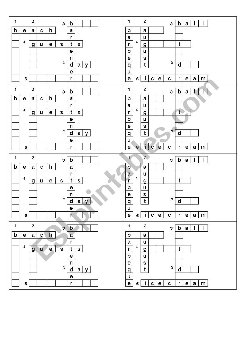 Summer: Half-Crossword worksheet