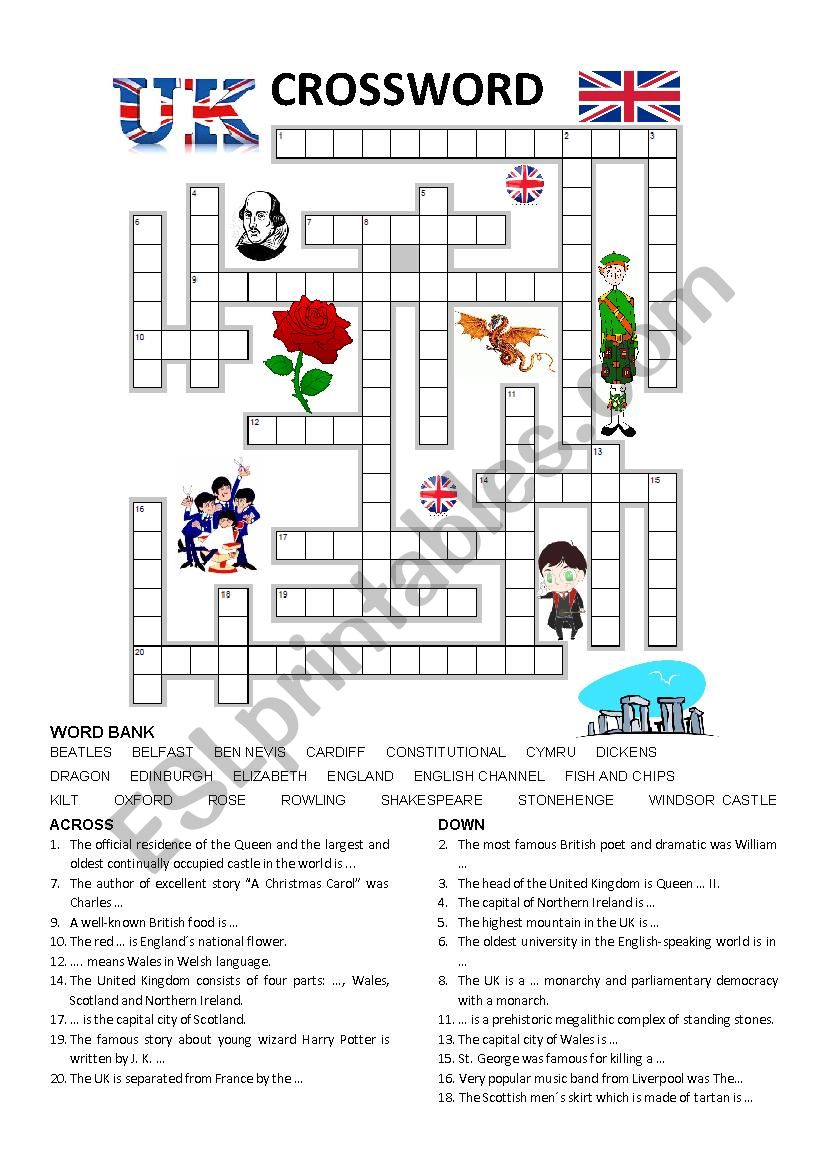GREAT BRITAIN Crossword worksheet