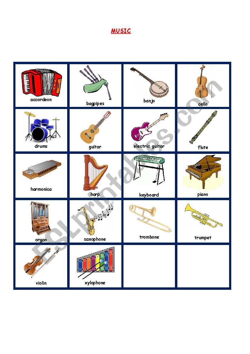 MUSIC worksheet