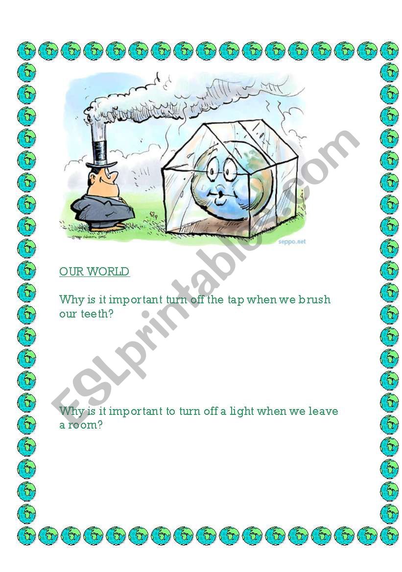 Save our planet worksheet