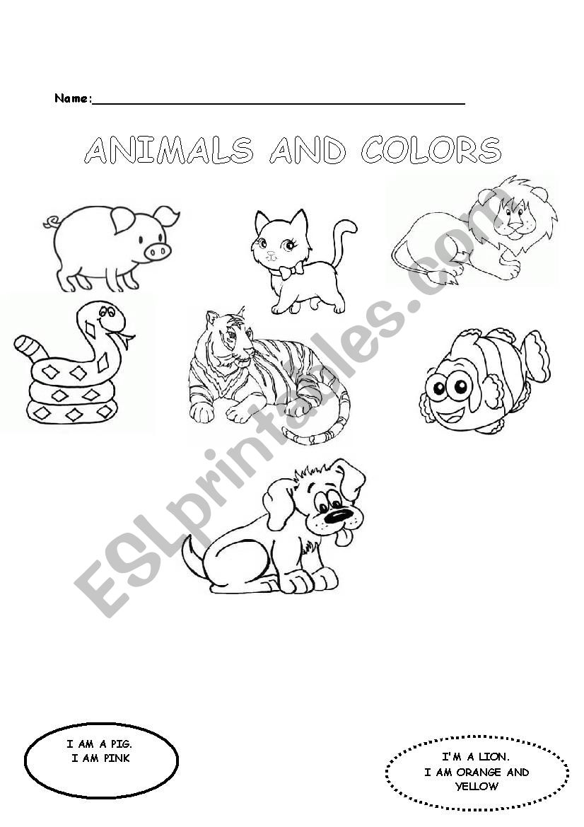 colors and animals worksheet