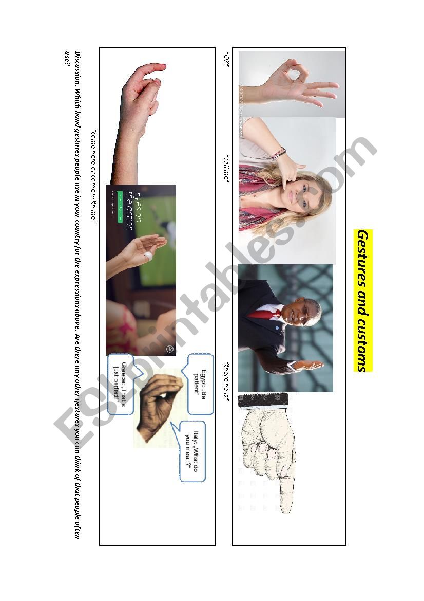 Body language worksheet