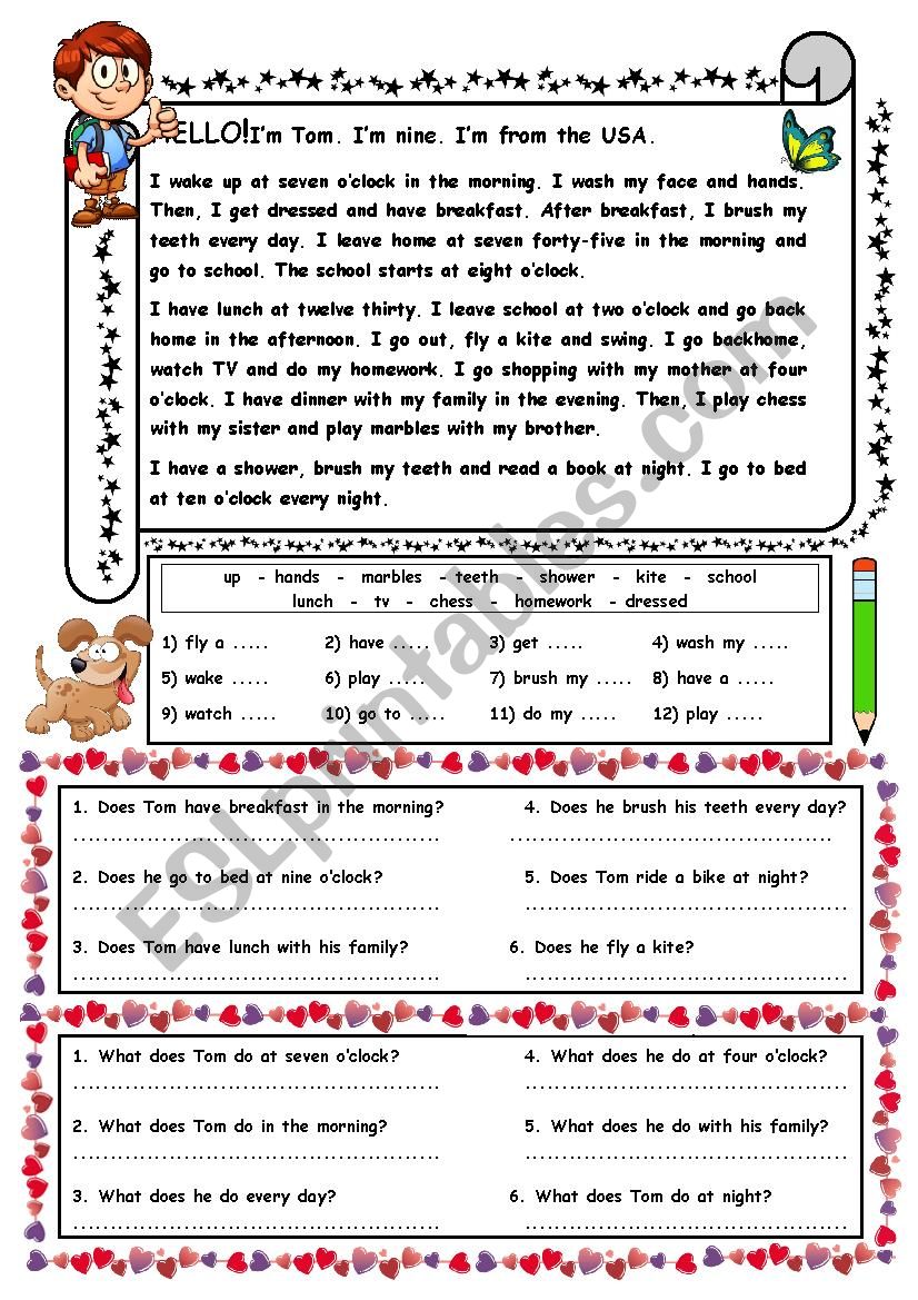 Simple Present Tense - Reading & Exercises