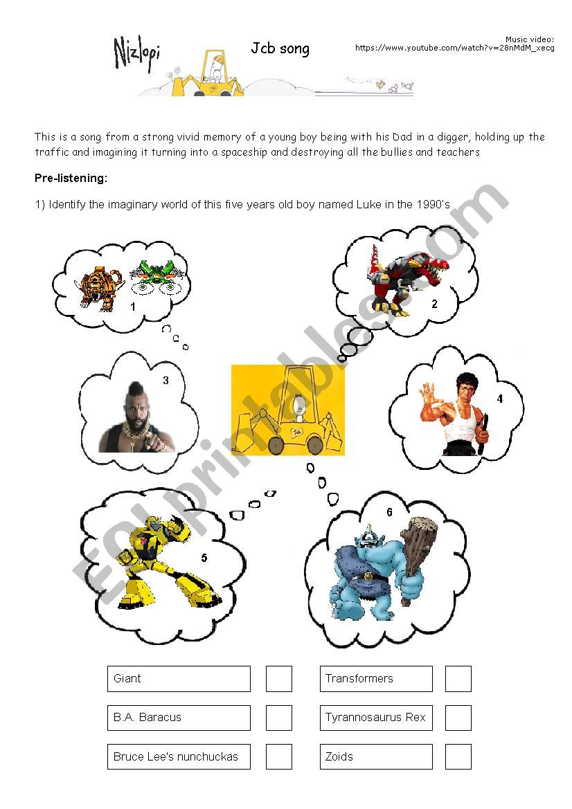 JCB SONG worksheet