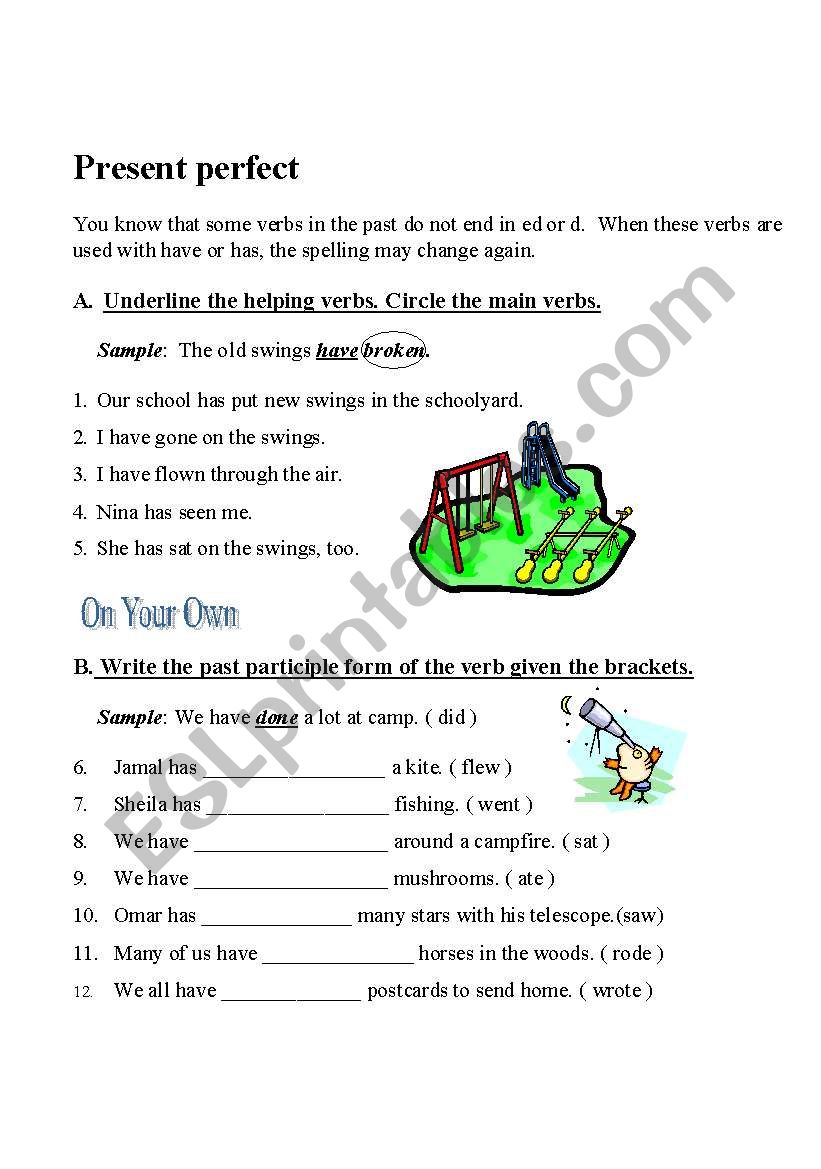 Present perfect 1 worksheet