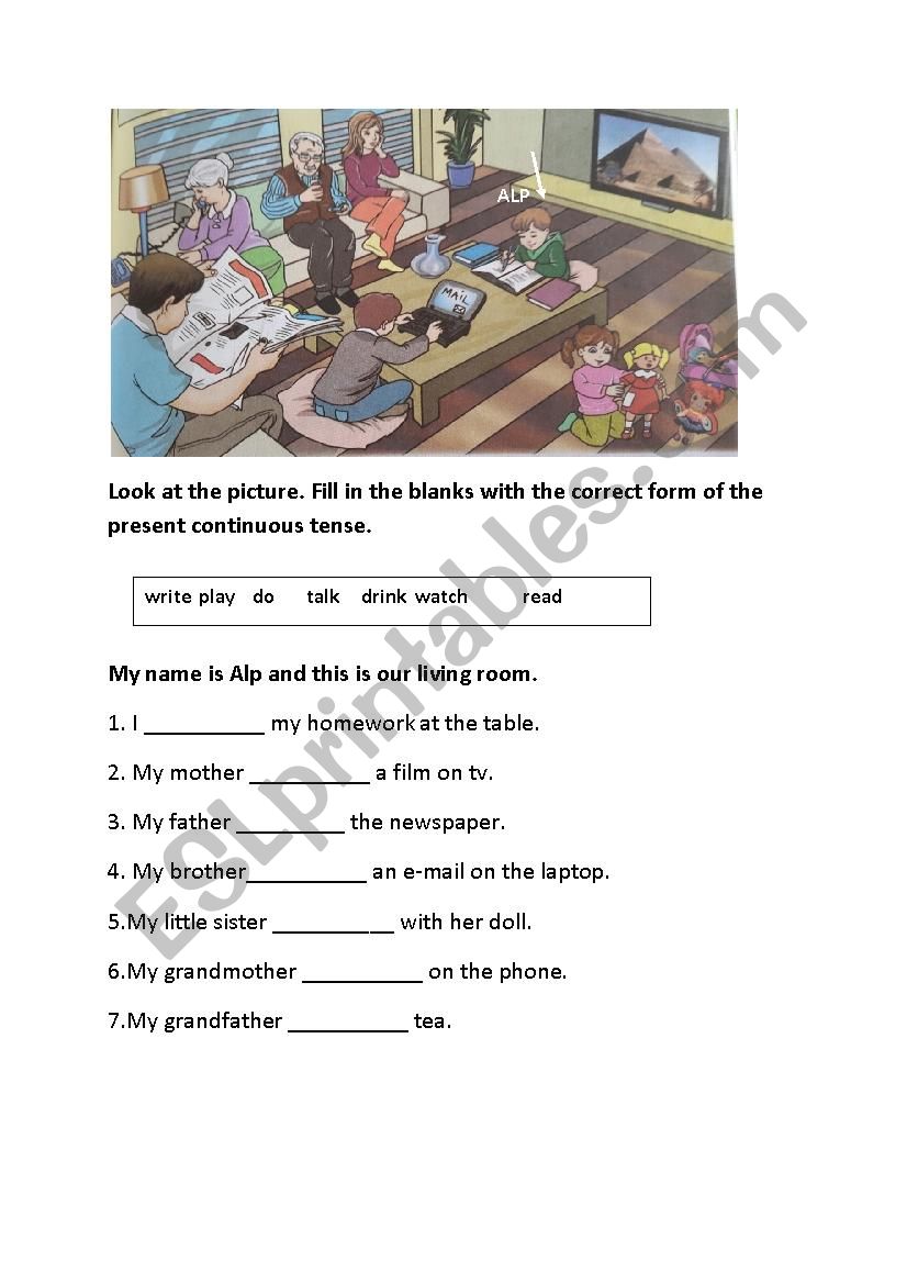 present continuous tense worksheet