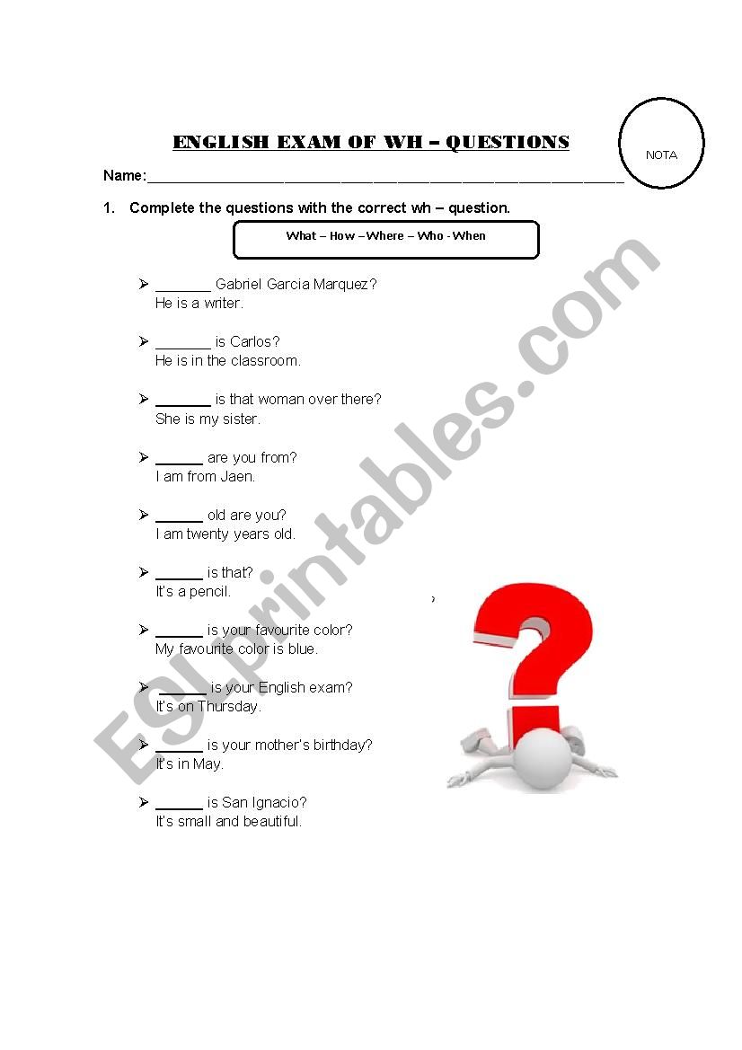 wh - questions worksheet