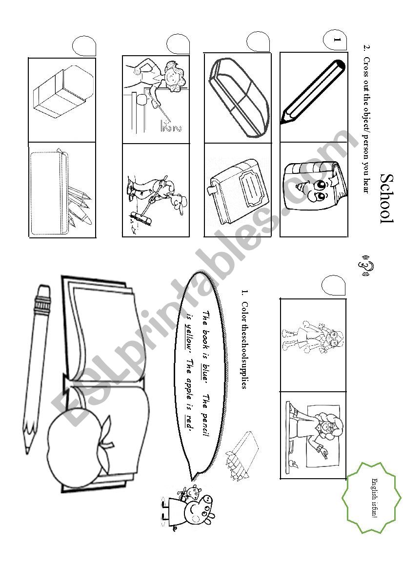 Dictation and coloring activity, children-intended