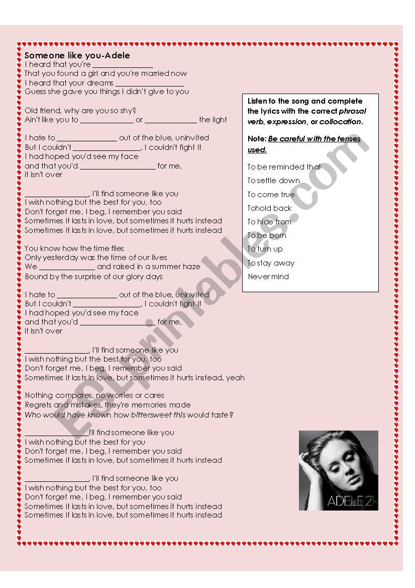 Phrasal verbs in the song 