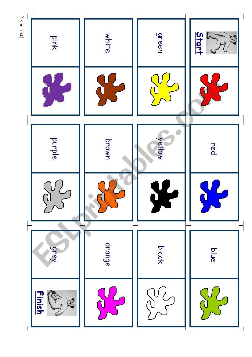 Domino game for colors worksheet