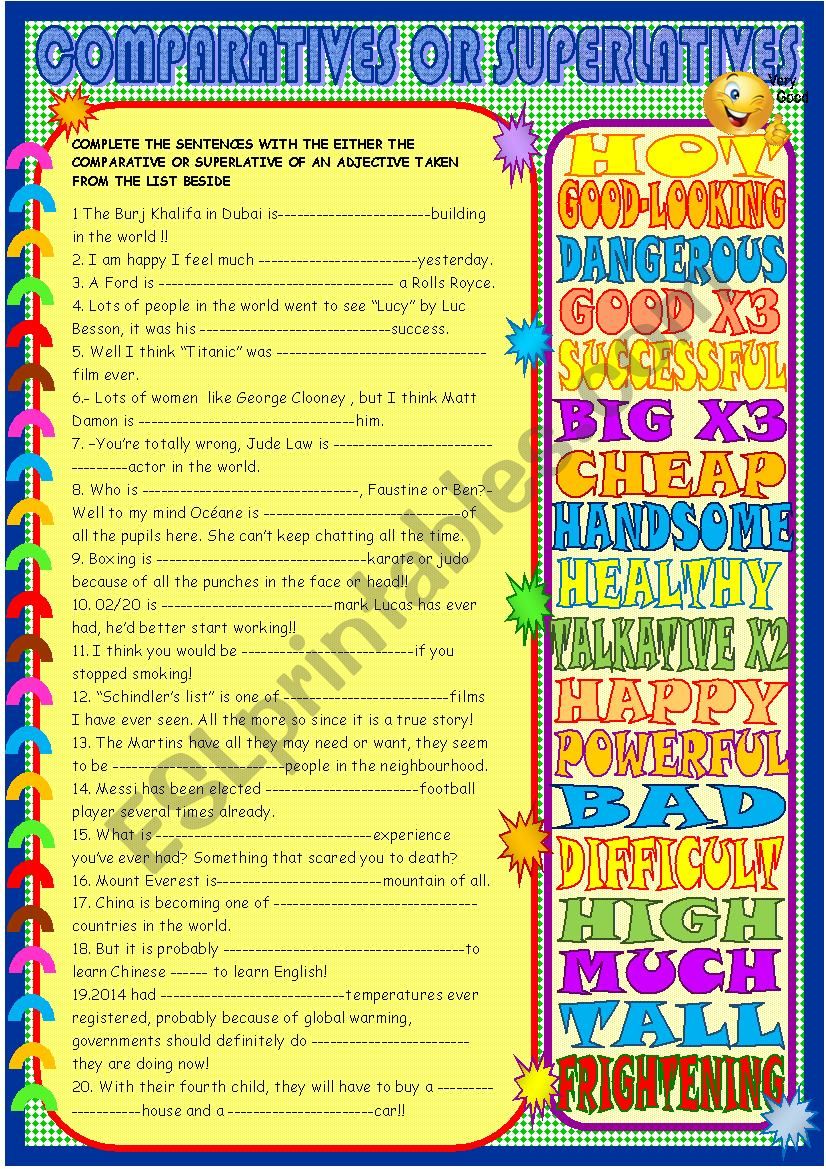 Comparatives or superlatives with key