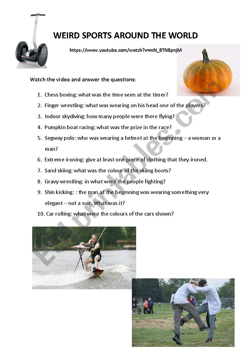 weird sports around the world worksheet