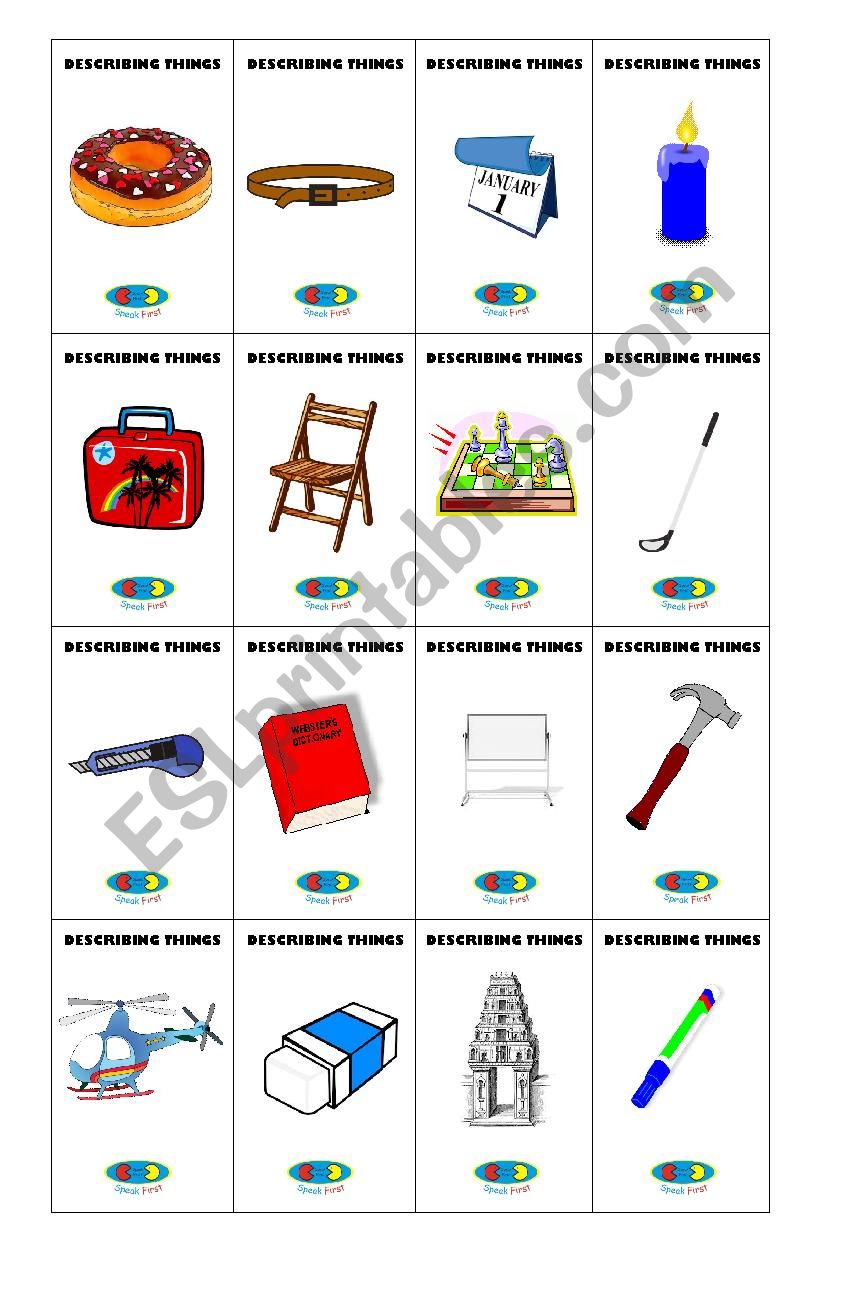 describing things  worksheet