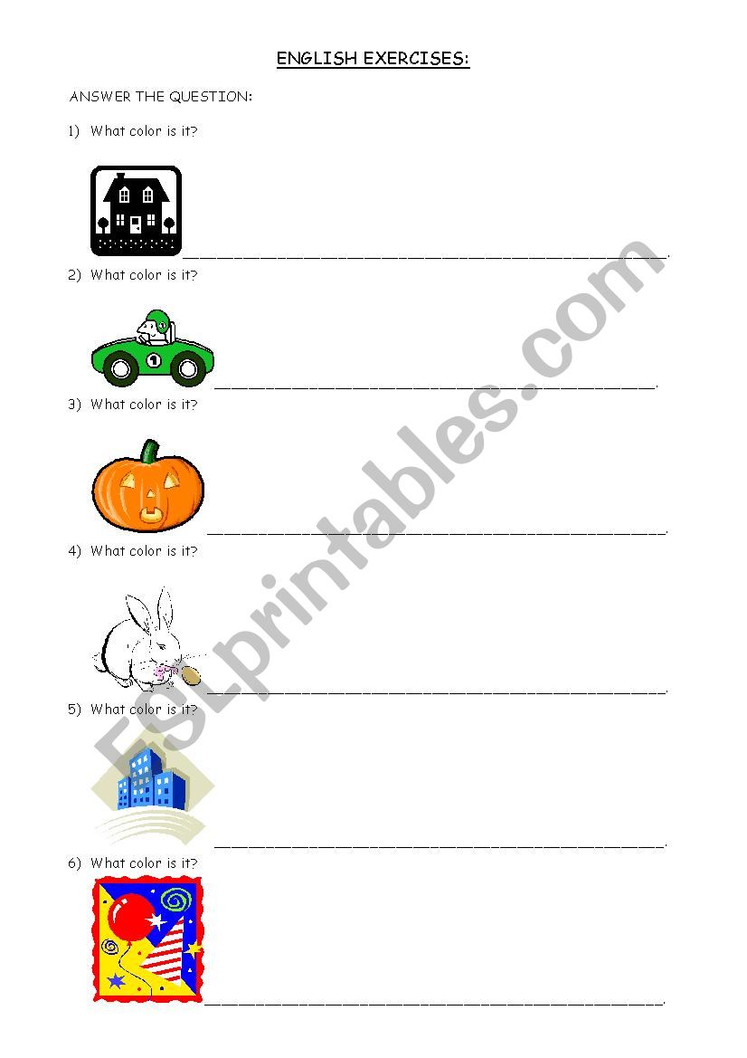 What color is it? worksheet