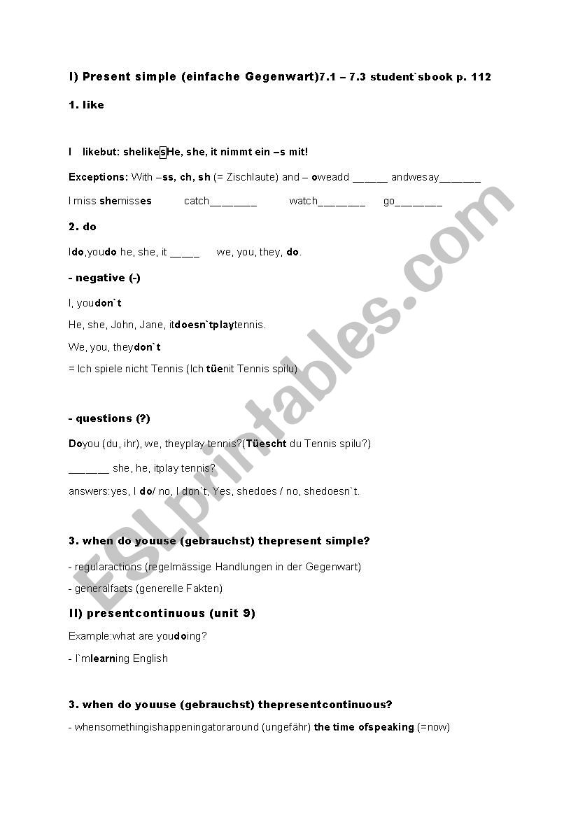 present simple theory worksheet