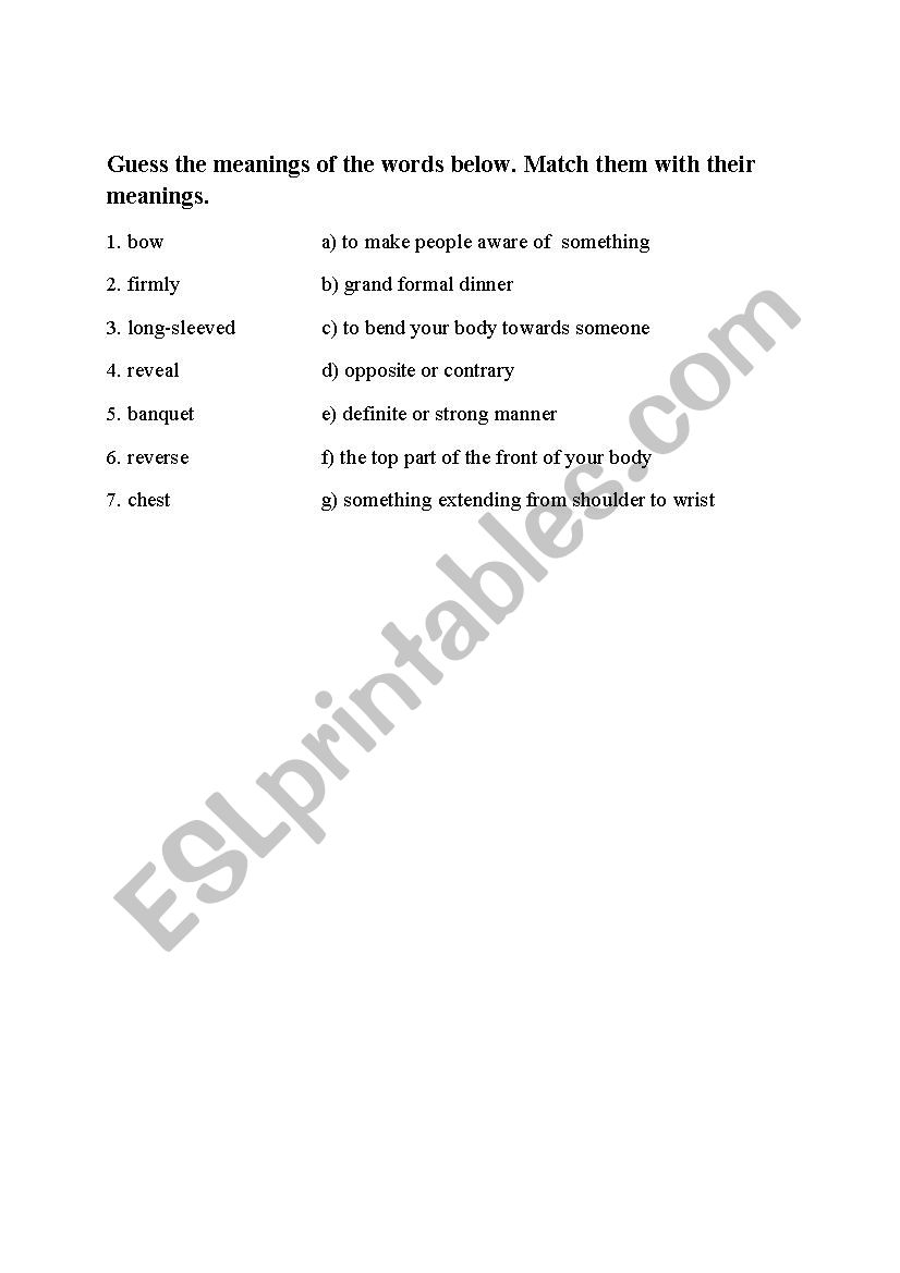 Vocabulary Exercise worksheet