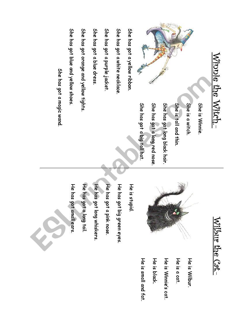 winnie description worksheet