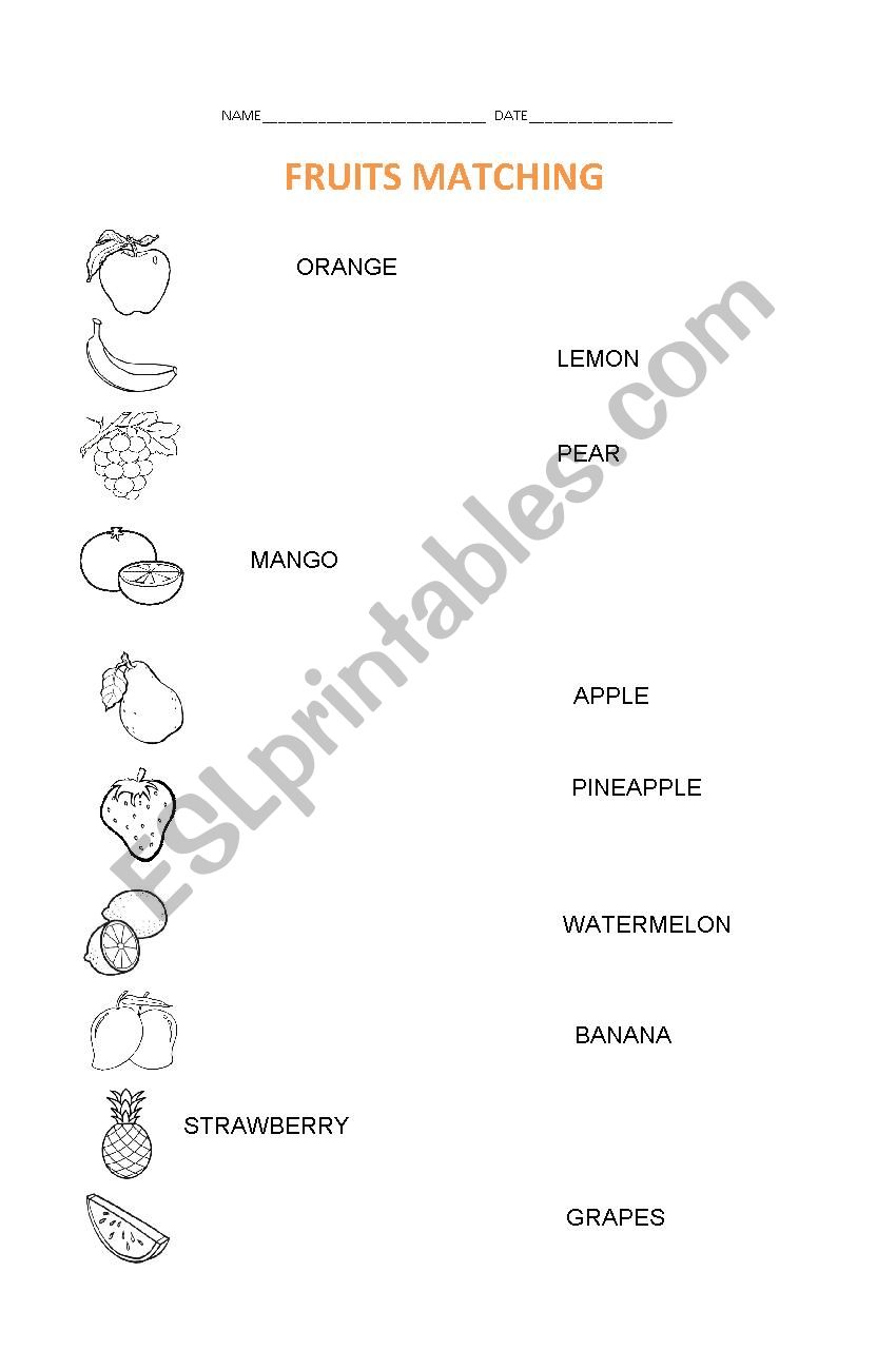 Fruits Matching worksheet