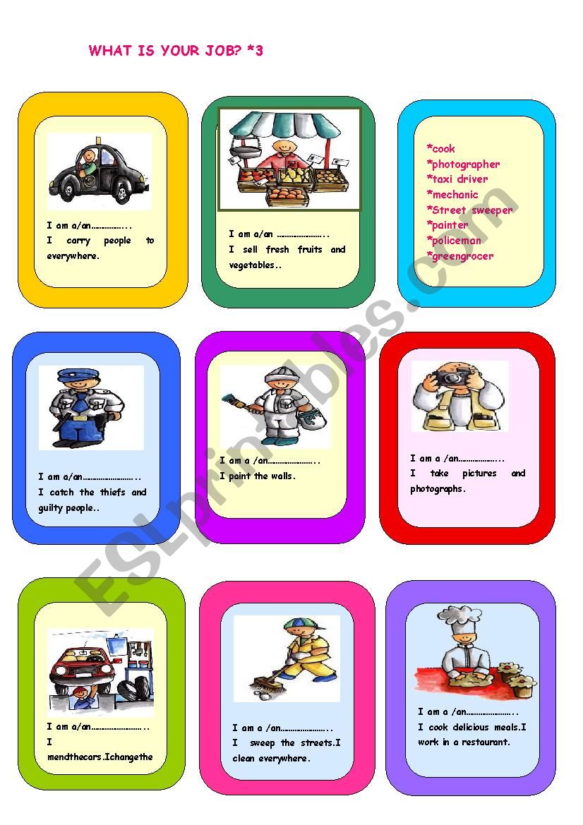 what is your job? part 3 worksheet