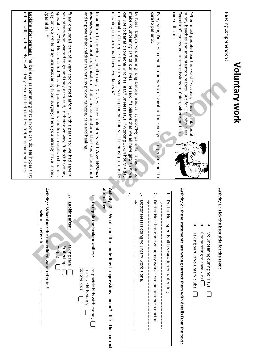 voluntary work  worksheet