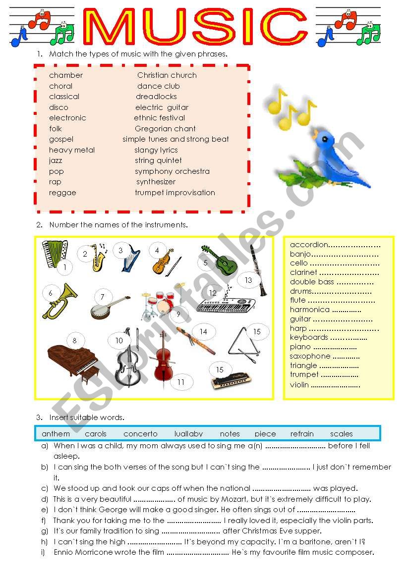 Music worksheet