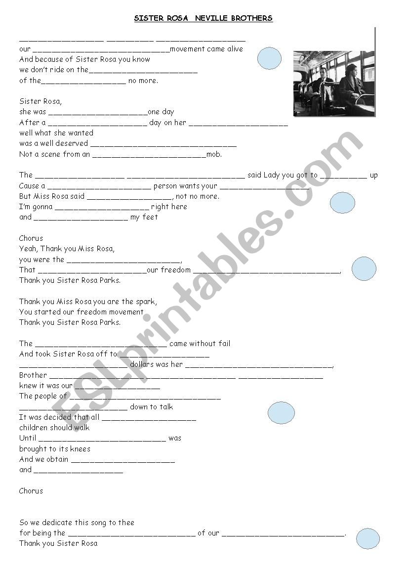 sister rosa worksheet