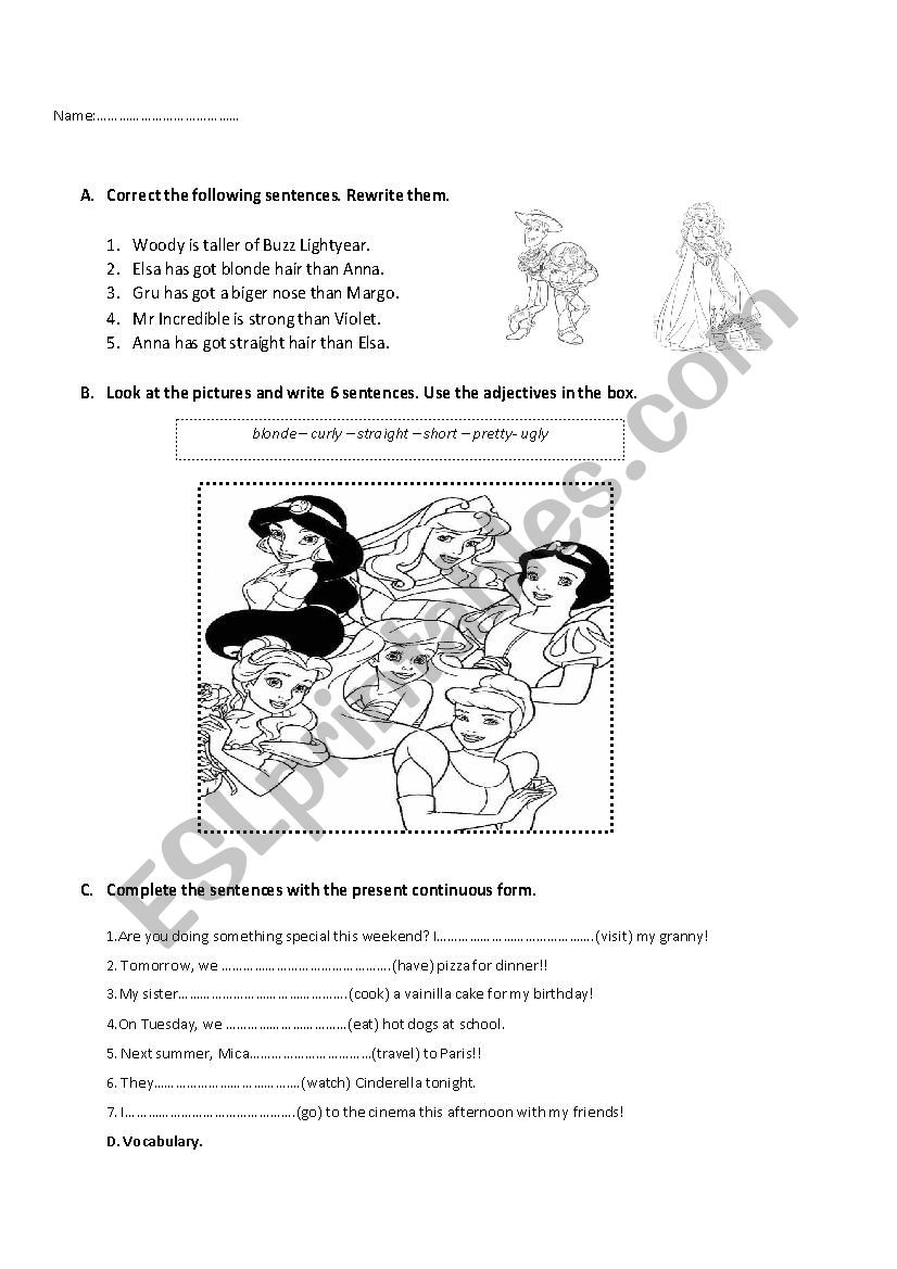 comparatives worksheet