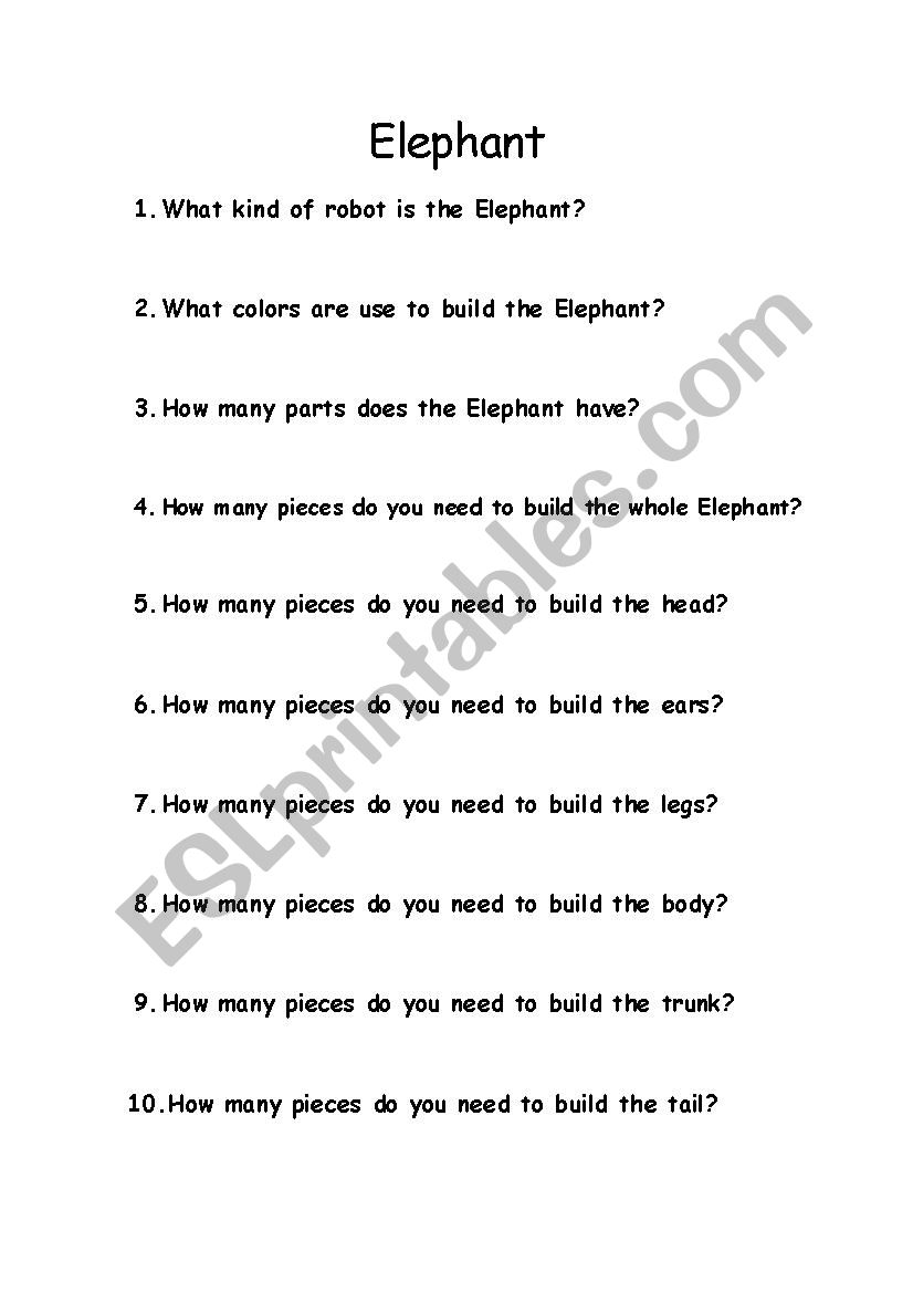 Robotics kinet questionary (Elephant)