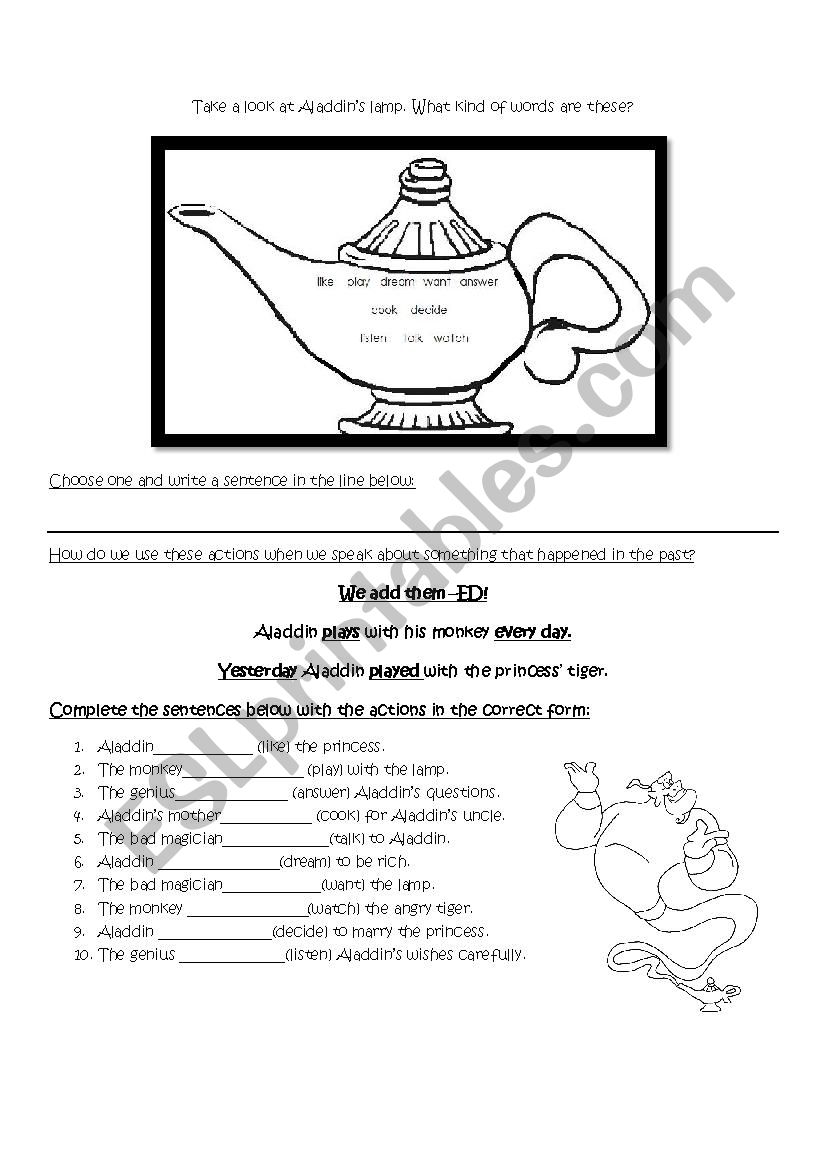 Aladdin- Simple past- Regular verbs