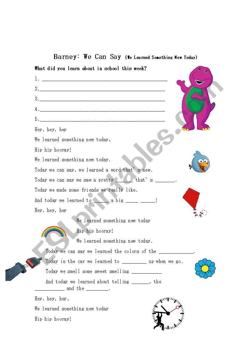 Barney and Friends We Can Say worksheet