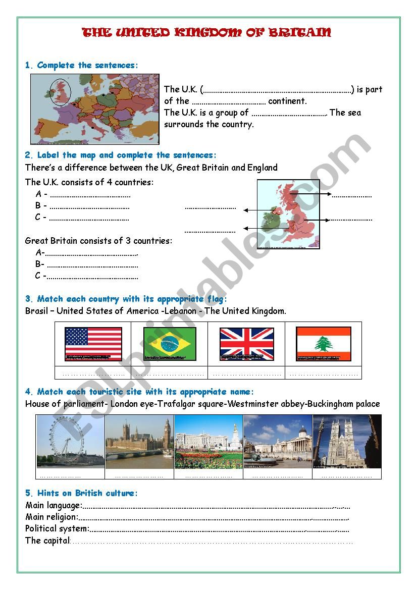 The United Kingdom worksheet