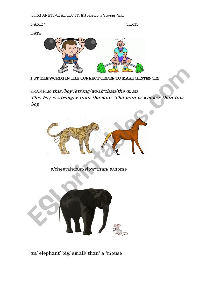 COMPARATIVE ADJECTIVES worksheet