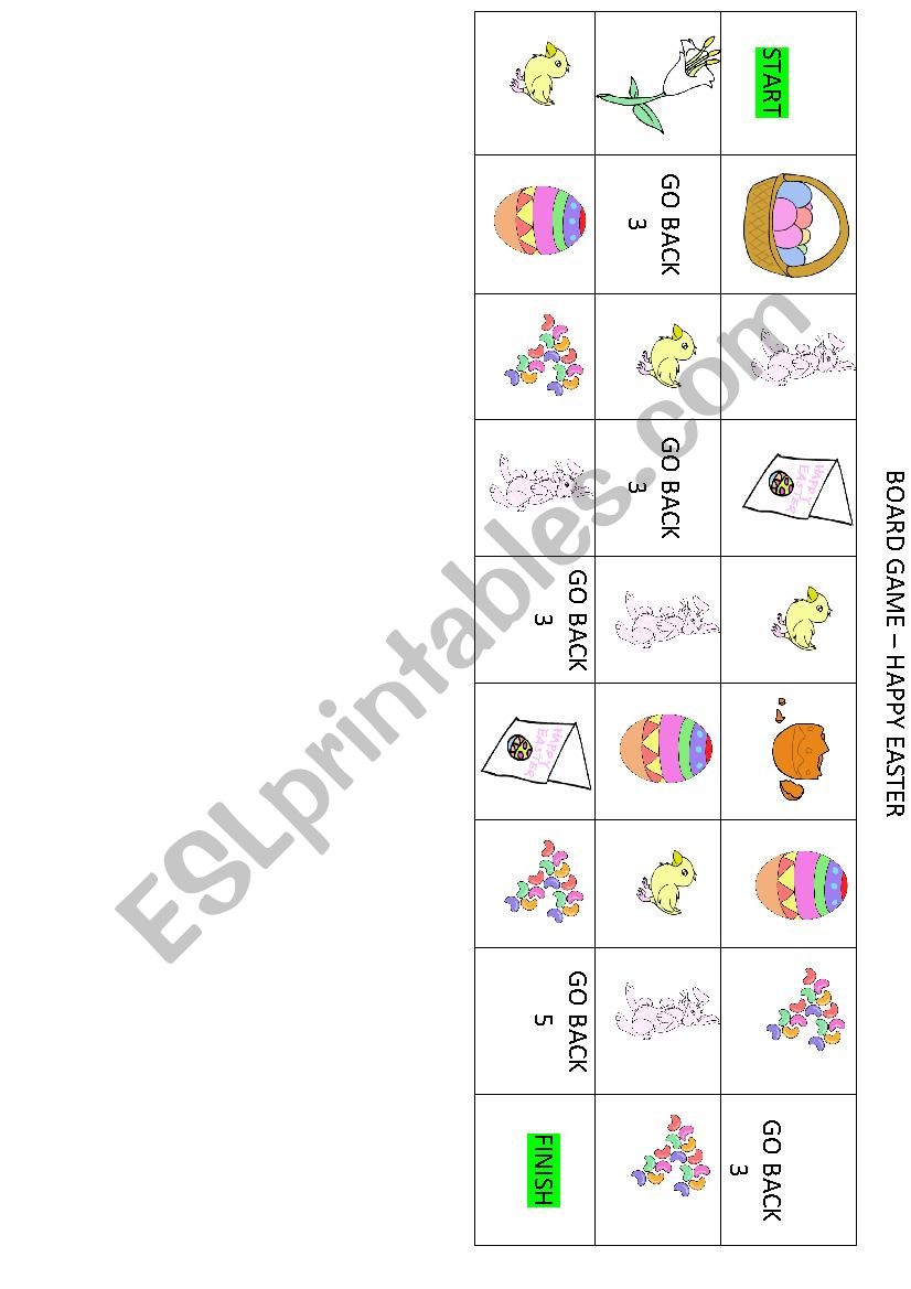 Easter board game worksheet