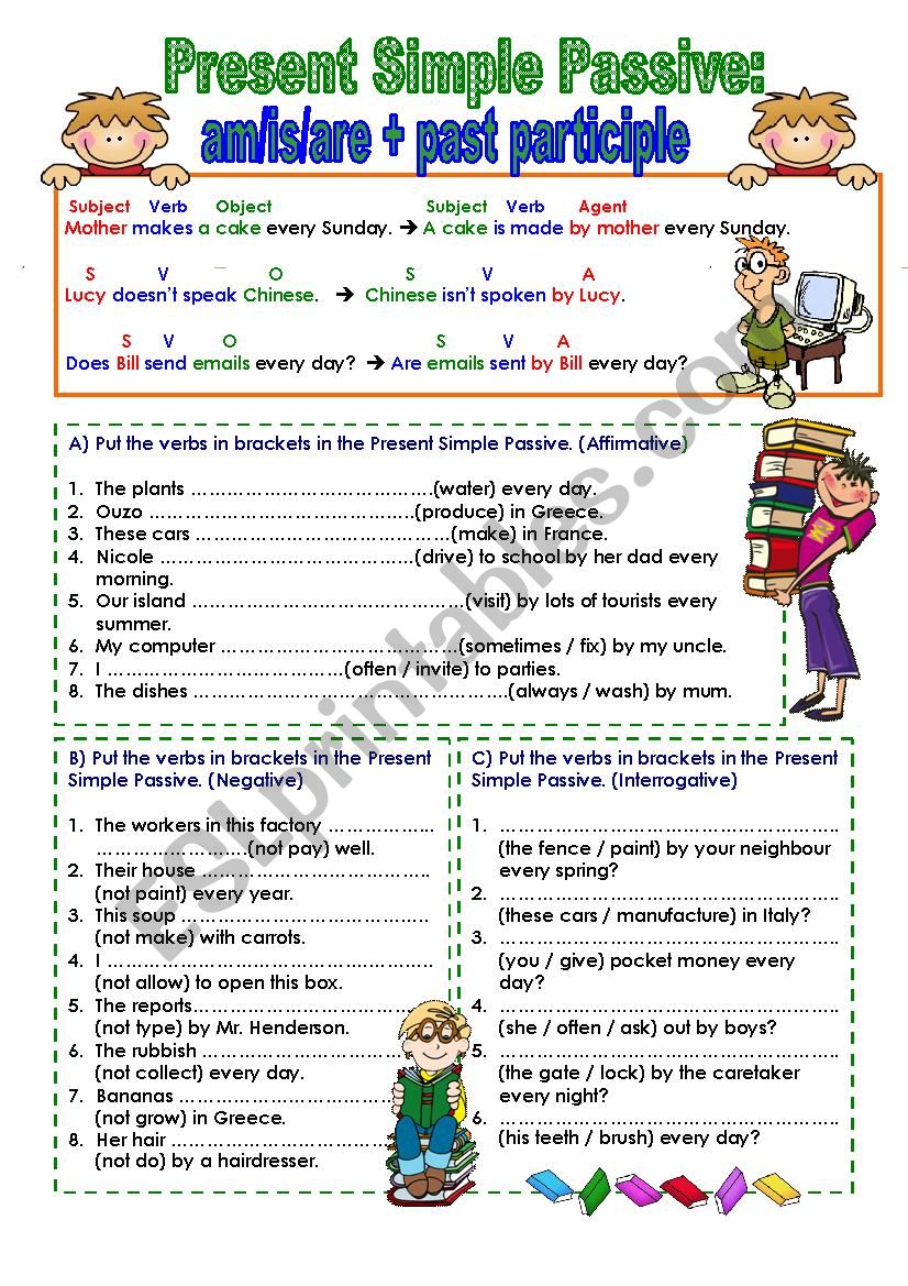 Present Simple Passive - ESL worksheet by vickyvar