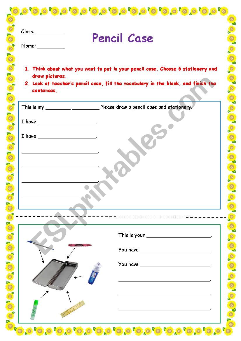 Pencil Case worksheet