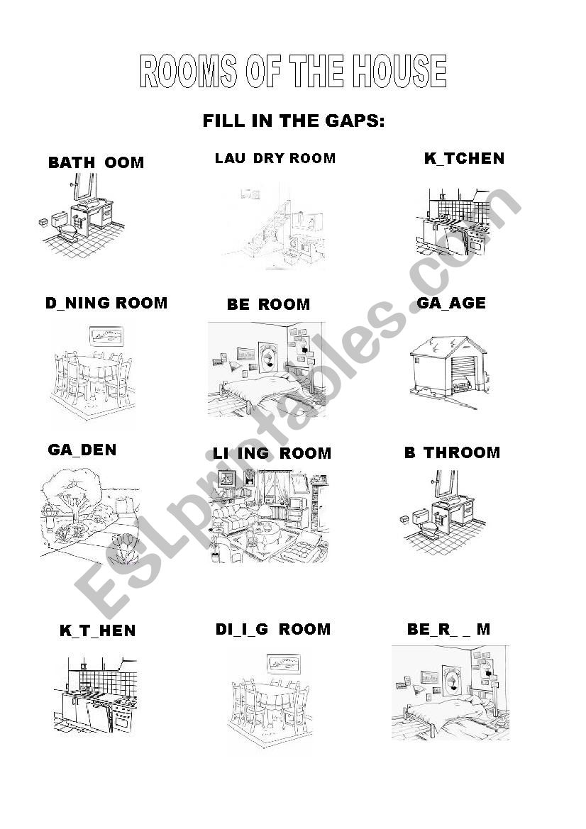 ROOMS IN THE HOUSE worksheet